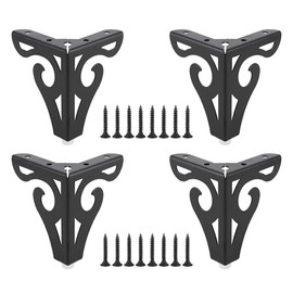 Set of 4 Cabinet Feet, DIY Table Legs, Metal Triangle Table Legs, Triangle Black Furniture Feet, 10 cm, with Screws, for Coffee Table, Dining Table, Bedside, Chairs, Cabinet and Sofa
