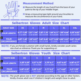 Seibertron S.P.S.G-1 Touchscreen Full Finger Women/Men/Kid Gloves with Breathable Non Slip UPF100+ Sun/UV Protection Sunblock for Driving Cycling Outdoor Gloves Youth Black XS