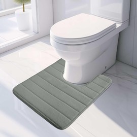 MI CASA Absorbent WC Toilet Rug Non-Slip U Shape Bath Mat Extra Soft Toilet Mat Pedestal Mat, Memory Foam Bathroom Toilet Mat for Floor, Quick-drying Machine-Washable, 50 x 60 cm (Grey)