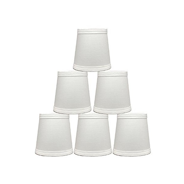 Urbanest Cotton Chandelier Lamp Shades, 4-inch, Hardback,Off White, Clip On(Set of 6)