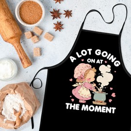 zukmvuh A Lot Going on at the Moment Apron for Women, Gifts for Fan, Funny Cute Apron Gifts for Women Waterproof Kitchen Aprons for Cooking Grilling Baking BBQ