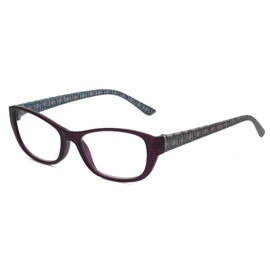 Calabria L 15577 Cat-Eye Blue Light Reading Glasses +4.00 Crystal Purple White Women Designer Trendy Chic Readers Eyeglasses