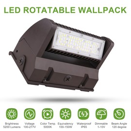 Adjustable LED Wall Pack Light, 40W 5000K 5400 lumens Rotatable LED Wall Mount Lights, IP65 Waterproof/Dustproof Wall Light - Great for Hotel Hospital Warehouse Industrial Building Area