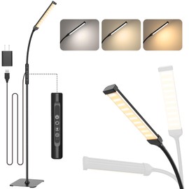 Mojimdo LED Floor Lamp, Bright Floor Lamps for Living Room, Dimmable 3 Color Modes 3000K-6000K & 10 Brightness Standing Lamp, Gooseneck Reading Lamp with Touch Control for Bedroom Office