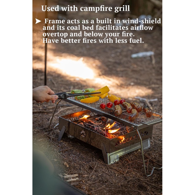 CAMPINGMOON Portable Charcoal Grill Fire Pit Small Stainless Steel for