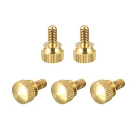 sourcing map Knurled Screws M4 x 8 mm Brass Shoulder Bolts Step Handle Knobs Attachment for PC Electronic Mechanical Pack of 5