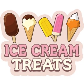 Ice Cream Treats 8" Concession Decal Sign Cart Trailer Stand Sticker Equipment