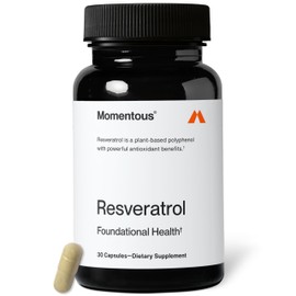 Momentous- Suplemento de Resveratrol 450mg TransResveratrol para Envejecimiento Saludable, Apoyo Cerebral y Corazón NSF Ce                            