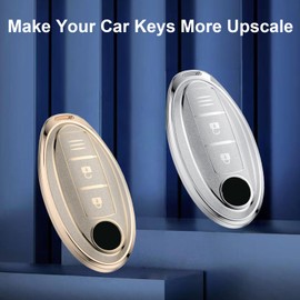 QIULIFAN Key Cover for Nissan 350Z Qashqai Murano X-Trail Kicks Tiida Micra Pathfinder Note Juke Key Fob 3 Buttons Aluminium Alloy Key Case with Keyring, Gold