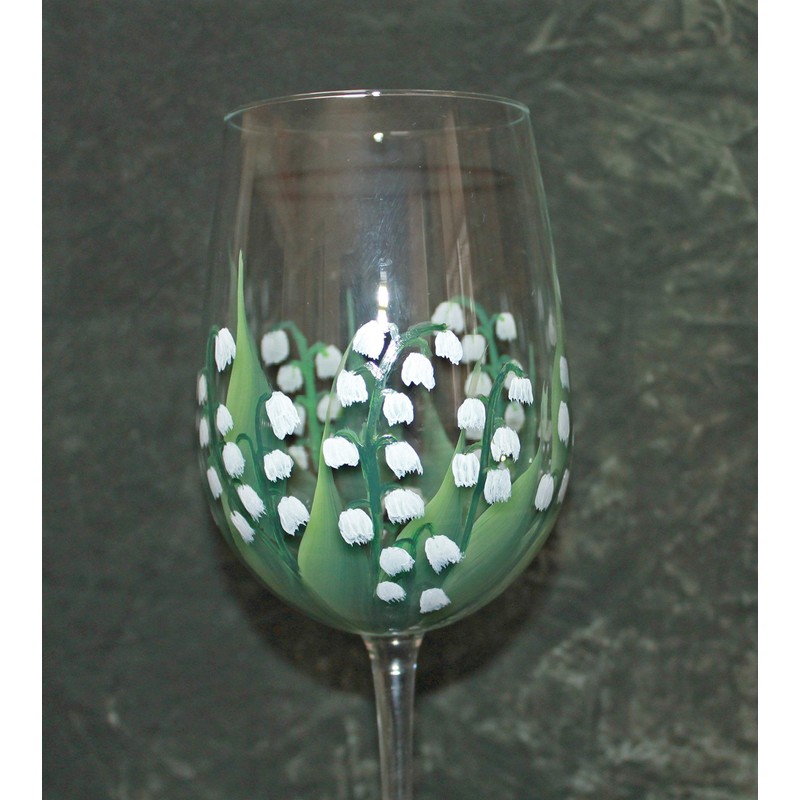 Hand Painted Wine Glasses - Lily of the Valley (Set