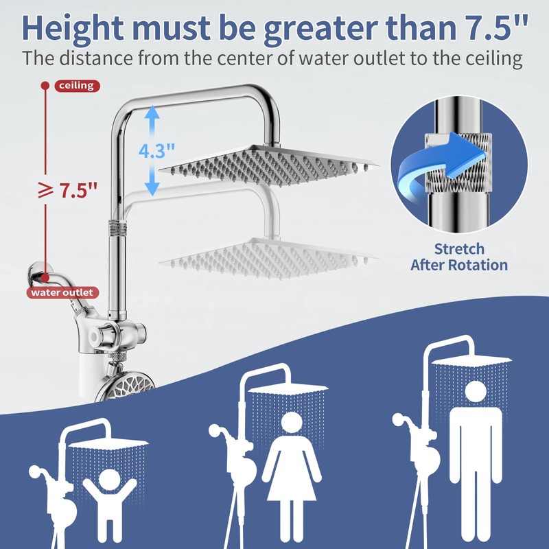SINGSUO Filtered Rain Shower Head with Handheld Spray Combo, High
