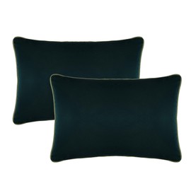 Namaste Trends Velvet Decorative Pillow Cushion Covers Pack of 2 for Couch (2, Bottle Green Base & Parrot Green Piping, 12 x 20 inches)