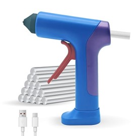 Cordless Hot Glue Gun, 15s Fast Heating, Built-in Rechargeable Battery, Type-C Charging, Smart Temperature Control, 20pcs Glue Sticks Included for DIY Crafts & Repairs