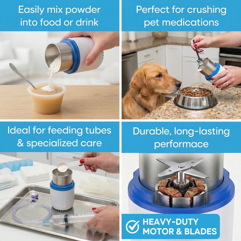Electric Pill Crusher Grinder - Fine Powder Electronic Pulverizer for