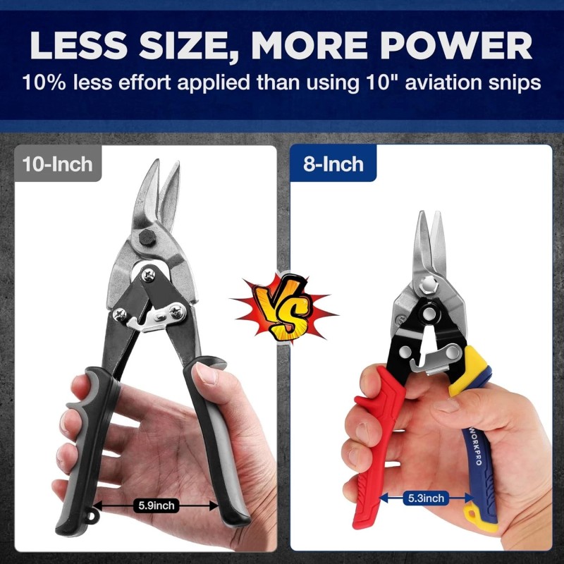 WORKPRO 8 Inch Aviation Snips, Straight Cut, Heavy Duty Metal