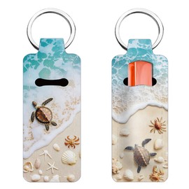 FREEBLOSS 2Pcs Chapstick Holder Keychain Beach Lip Balm Keychain Holder Chap Stick Holder with Clip Chapstick Key Chain Holder Lip Balm Sleeve Pouch Lipstick Lip Gloss Holder for Women Summer