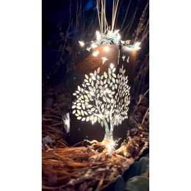 Home Decor Steel Tree & Birds Luminary - Garden or Home Decor - Lighting