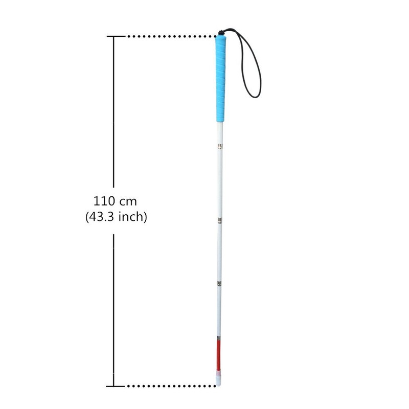 Blind White Cane Folding 5-Tier Aluminum, Cap (2 Pieces) (Blue