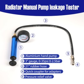 Gnhydxfe 28pcs Universal Radiator Pressure Tester Kit, Coolant Vacuum Refill kit，Coolant Pressure Tester Kit with Manual Pump and Color-Coded Test Caps (Black)
