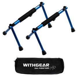 WITHGEAR Folding Push Up Bar Hawk Blue | Portable Outdoor Bar & Home Workout Equipment | Duralumin Metal Dip Bar & Pushup Handles | Dip Bars for Strength Training | Lightweight Metal Bar