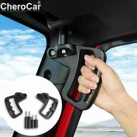 CheroCar Front Aluminum Grab Handles Grip Handle Grab Bars for Jeep Wrangler JK JKU 2/4Dr