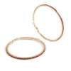 Oversized Slim Red Crystal Hoop Earrings In Gold Tone -