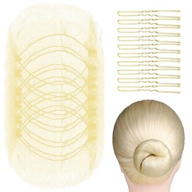 GGUFAY 20 Stück Unsichtbare Haarnetz mit 40 Stück Haarnadeln,Nylon Haar Netze für Buns, Kinder Ballett Haarknoten Former Elastischer,Mädchen Hochsteckfrisuren Zubehör(Beige)