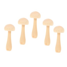 Anneome 5pcs Wooden Mushroom Decorations Unpainted Miniature Mushrooms for Painting Home Garden Decor Small Ornaments