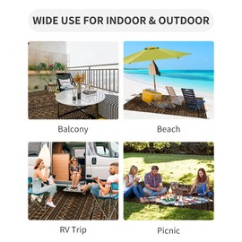 MontVoo-Outdoor Rug Carpet Waterproof 8x10 ft Reversible Patio Rug RV Camping Rug-Plastic Straw Rug Outside Indoor Outdoor Area Rug for Patio Deck Balcony Picnic Beach Outdoor Decor Boho Black Brown