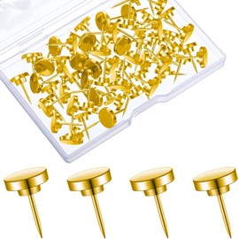 Lyyxjsltd 30pcs Gold Push Pins, Metal Thumb Tacks for Photo Hanging, Decorative Flat Head Wall Tacks for Cork Bulletin Board, Maps, Posters, Home Office Display