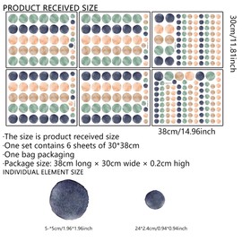 330Pcs Watercolour Dots Wall Stickers, Dots Wall Decal，Kids room wall stickers，Boho Rainbow Dots Wall Stickers，Colorful Circles Wall Decals. (Watercolour Dots Wall Stickers)