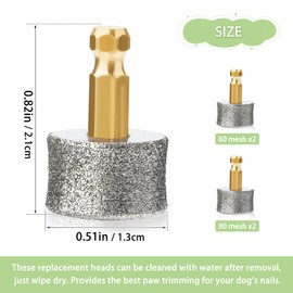 DYTHHN 4Pcs Professional Dog Nail Grinder Bit High Stability Pet Nail Grinder Wheel Durable Pet Nail Grinders Replacement Heads Useful Nail Grinder Diamond Tip