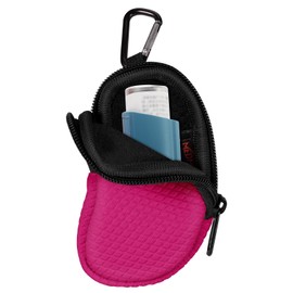 MEDMAX Neoprene Asthma Inhaler Holder, Protective Portable Travel Handy Holster, Lightweight Carrying Case with Carabiner Clip and Mesh Pocket Inside, Inhaler Not Included (Case Only) (Magenta)