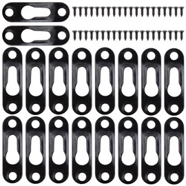 AUEAR, 20 Pack Black Metal Single Keyhole Hangers Picture Hanging Fasteners with Mount Screws for Mirror Frame