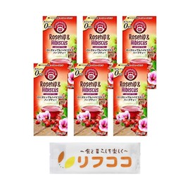 Pompadour Rose Hip & Hibiscus Flower, 1 Box (0.1 oz (3.5 g) x 10 TB x 6 Piece Set, Includes Rifuko Original Hot Towel
