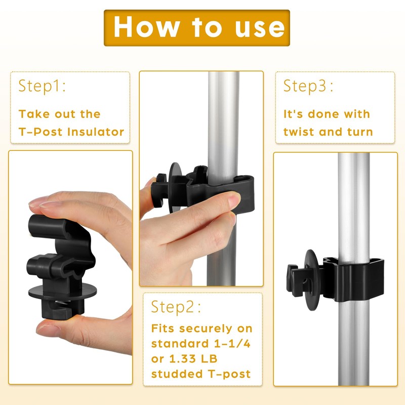 Geiserailie 150 Pcs Black T Post Insulators Electric Fence Posts