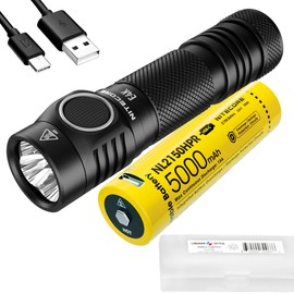NITECORE E4K 4400 Lumen EDC Flashlight with 5000mAh USB-C Rechargeable Battery and LumenTac Battery Case
