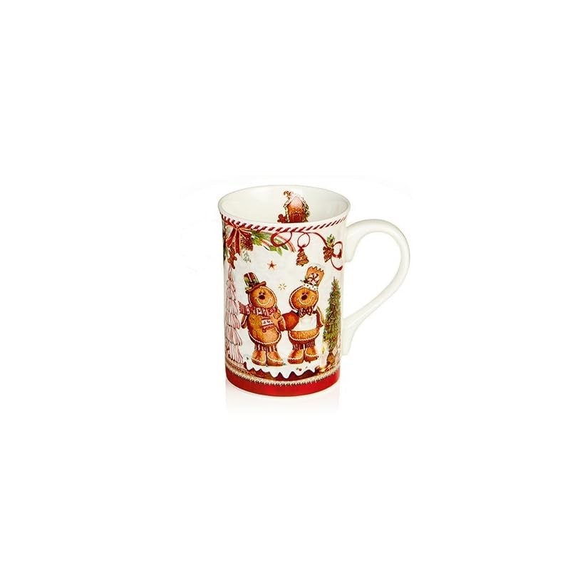 Premier Decorations Festive Ceramic Ginger Bread Mugs Gift Set of