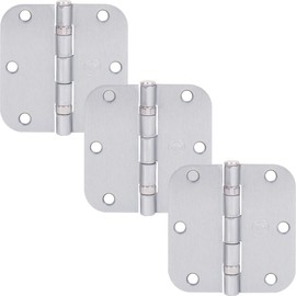 Stone Harbor Hardware 3-1/2" Ball-Bearing Door Hinges, 5/8" Radius Corner, Satin Chrome, 3-Pack