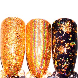 Mygitter Holographic Nail Art Glitter Gold Sequins Laser Metallic Shining Nail Flakes 3D Acrylic Powder Manicure Tips for Nails Makeup Decorations 2Pots