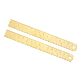 Kozelo Brass Straight Rulers – [15 cm x 6 Inches] Copper Measuring Ruler with CM Dual Scale for Lines Drawing Gold Tone Pack of 2