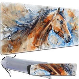 HTTYYTRYT for MTG Playmat Non-Slip Rubber Play Mat with Storage Bag Combination, Ideal for Card Game Lovers TCG Play Mat, Watercolor Horse