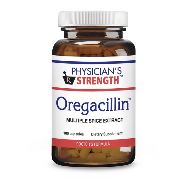Physician's Strength™ Oregacillin™, 180 Capsules – All-Natural Dietary Supplement for Adults – Multiple Spice Extract – Made with Organic Oregano Herb – Antioxidant Rich – Recommended for Daily Use