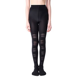 NOQ Girls Fancy Printed Tights Patterned Footed Pantyhose 40 den Dance School Animal Print Over Knee socks Imitation, Extravert Nero 8-9 years (128-134)