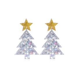 FUTIMELY Christmas Tree Earrings for Women,Colourful Acrylic Dangling Earring Christmas Theme Earrings Great Christmas Jewelry Holiday Gifts (White)