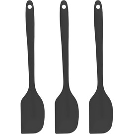 Juego de 3 Espátulas de Silicona, Juego de Espátulas de Silicona Resistente al Calor, Para Mezclar, Raspar y Doblar Ingredientes, no tóxica, Ideal para Cocinar, Hornear (Negro)