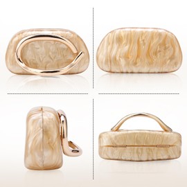 YYW Acrylic Purses Evening Clutch Bag Marbling Handbag for Women Shoulder Bag for Party Wedding Prom (C gold)