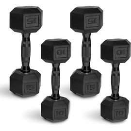 CAP Barbell 50 lbs Coated Dumbbell Set with Black handle, 10LBx2, 15lbx2