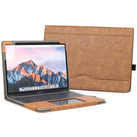 TYTX Compatible with MacBook Pro Leather Case 15 Inch 2016-2019 Release (A1990 A1707) Laptop Sleeve Protective Folio Book Cover with Vents, Brown