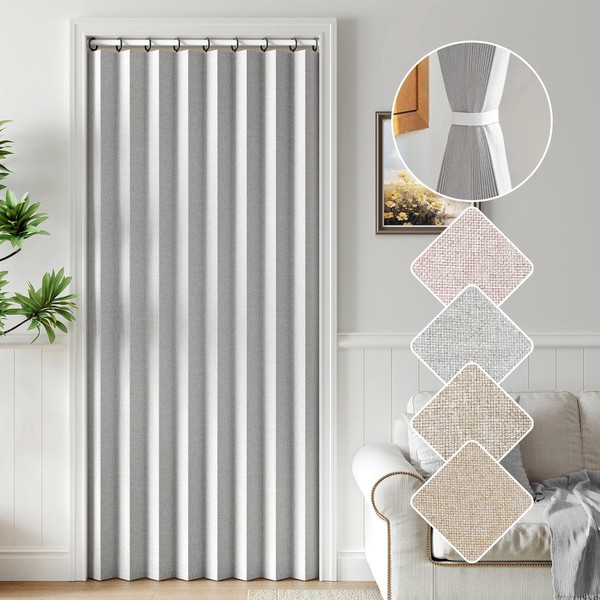 Treatmentex Folding Grey 100% Full Blackout Pleated Curtains with Hooks